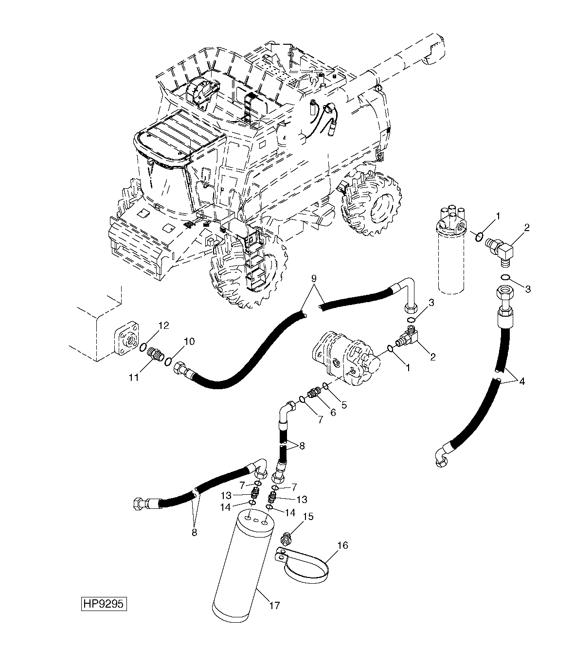 Hydraulic Steering Hoses, Upper And Attenuator ( - 695400)