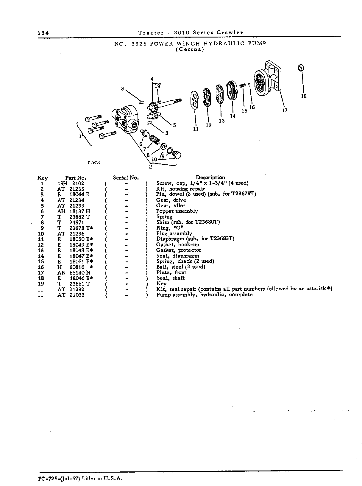 Filter, oil - power winch (Continued)