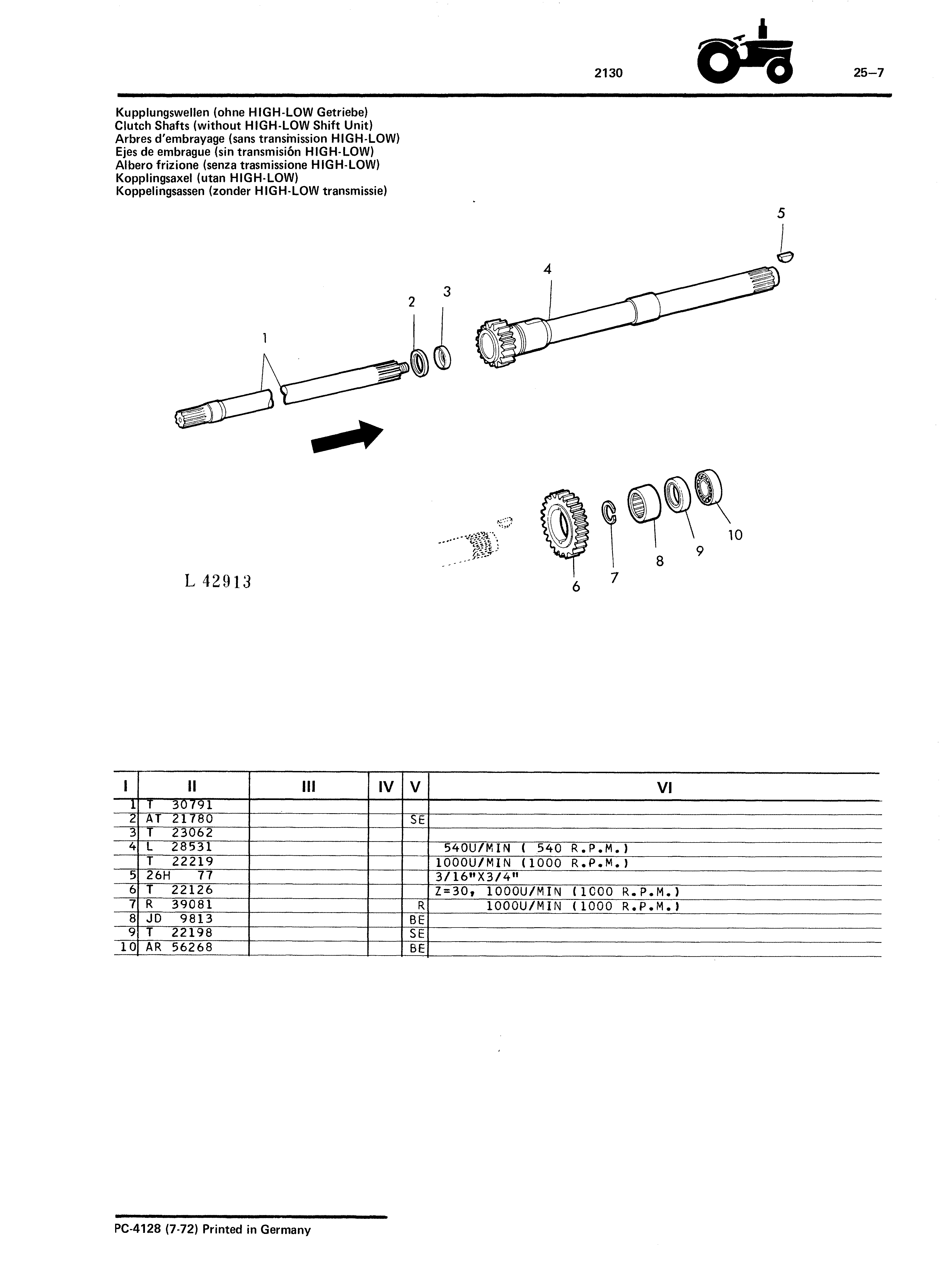 Clutch Shafts (without HIGH-LOW Shift Unit)