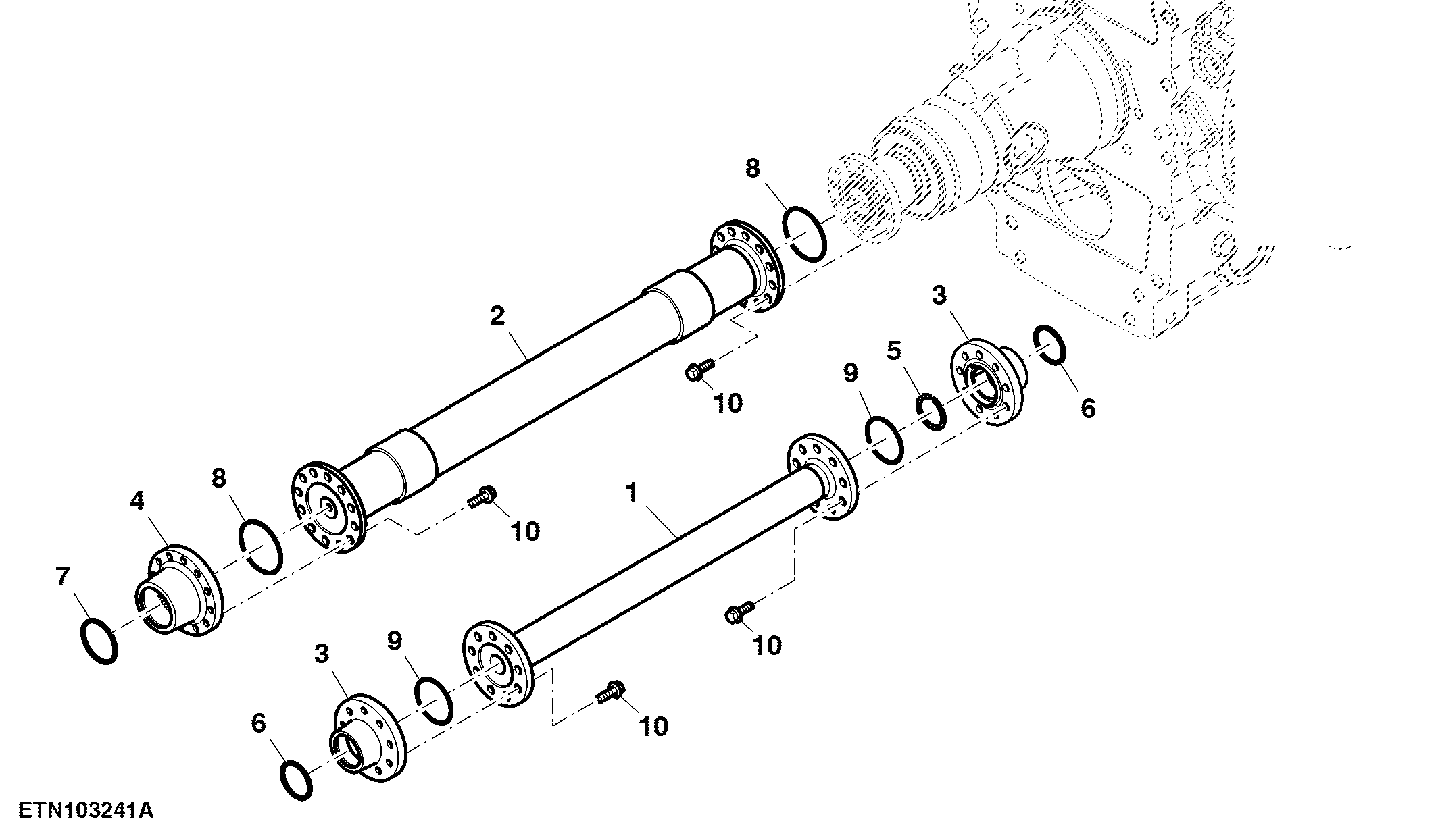 Input Drive Shaft, Rear Axle, W/ 85 cc Hydraulic Pump, 16 Speed PST