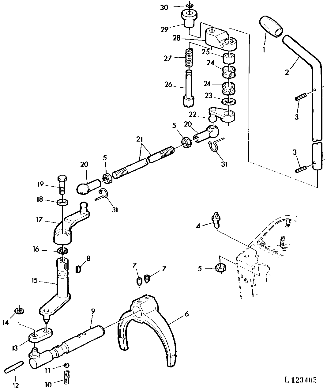 CREEPER TRANSMISSION CONTROL LEVER AND LINKAGE