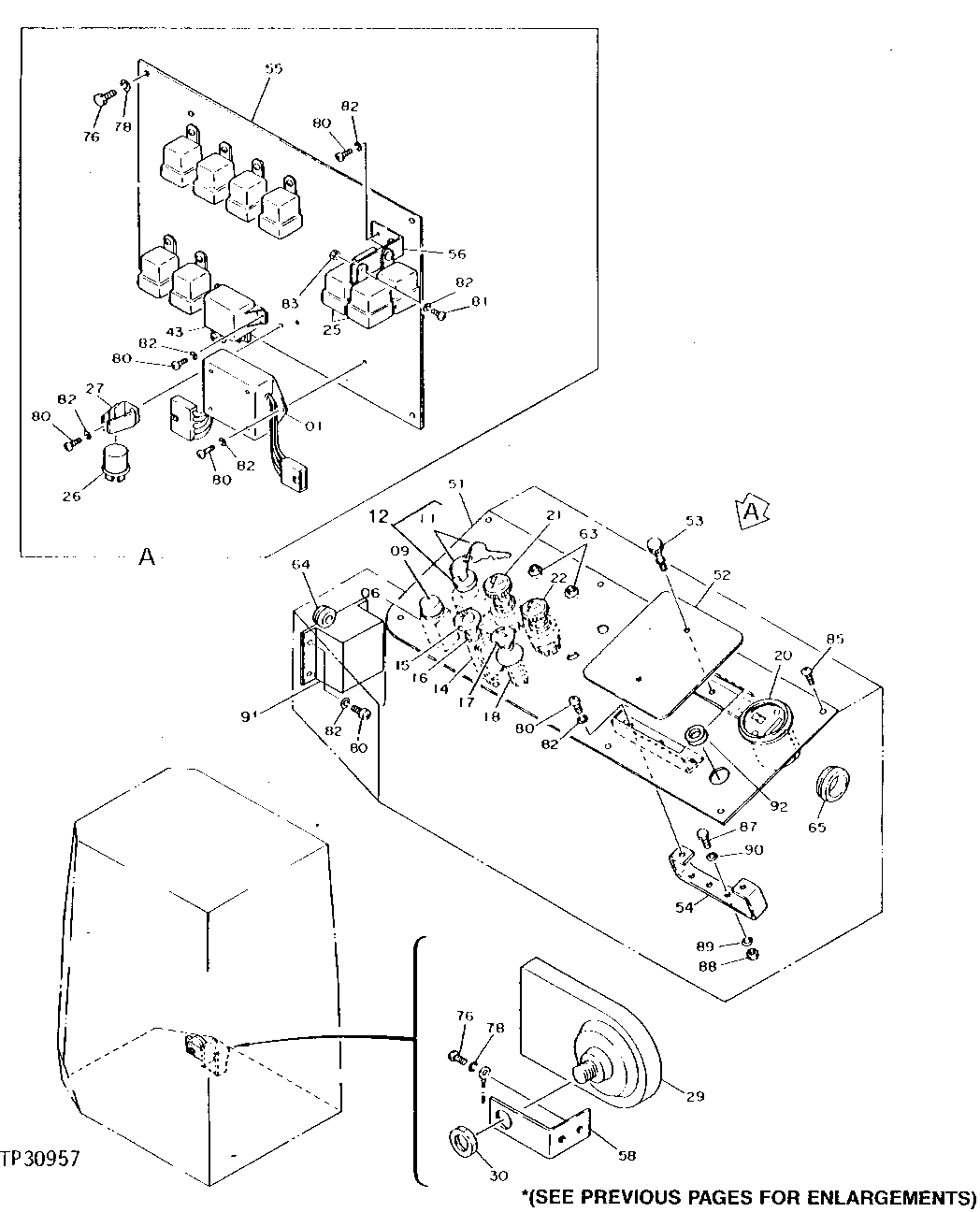 RIGHT-HAND CONSOLE, COVER, CONTROLLER, SWITCHES AND RELAYS (WITH CAB AND A/C) ( - 000345)