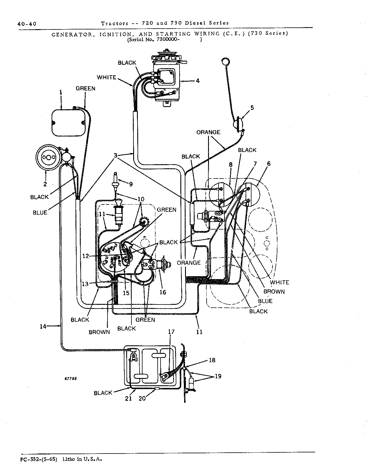 Generator, ignition, and starting wiring