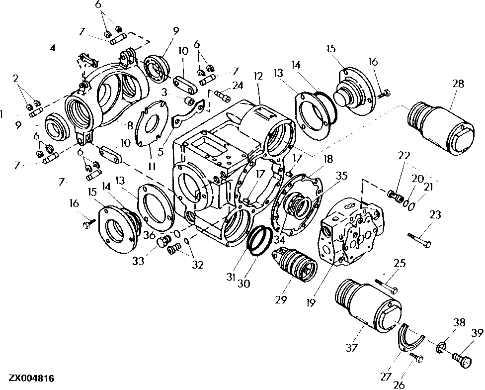 HYDROSTATIC DRIVE PUMP, HOUSING, SWASHPLATE, AND SERVO CYLINDERS