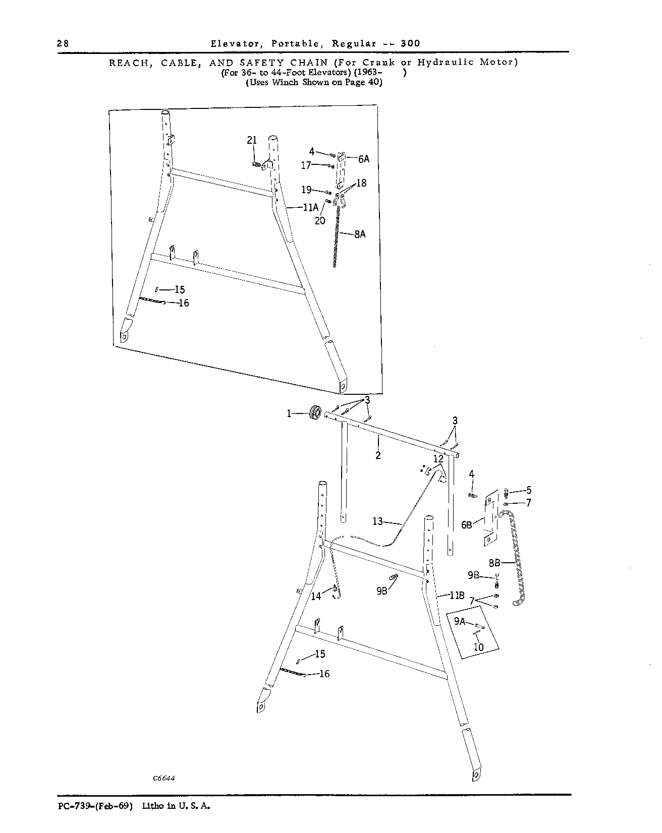 CHAIN, SAFETY: For Crank or Hydraulic Motor Drive on 36- to 44-Foot Elevators