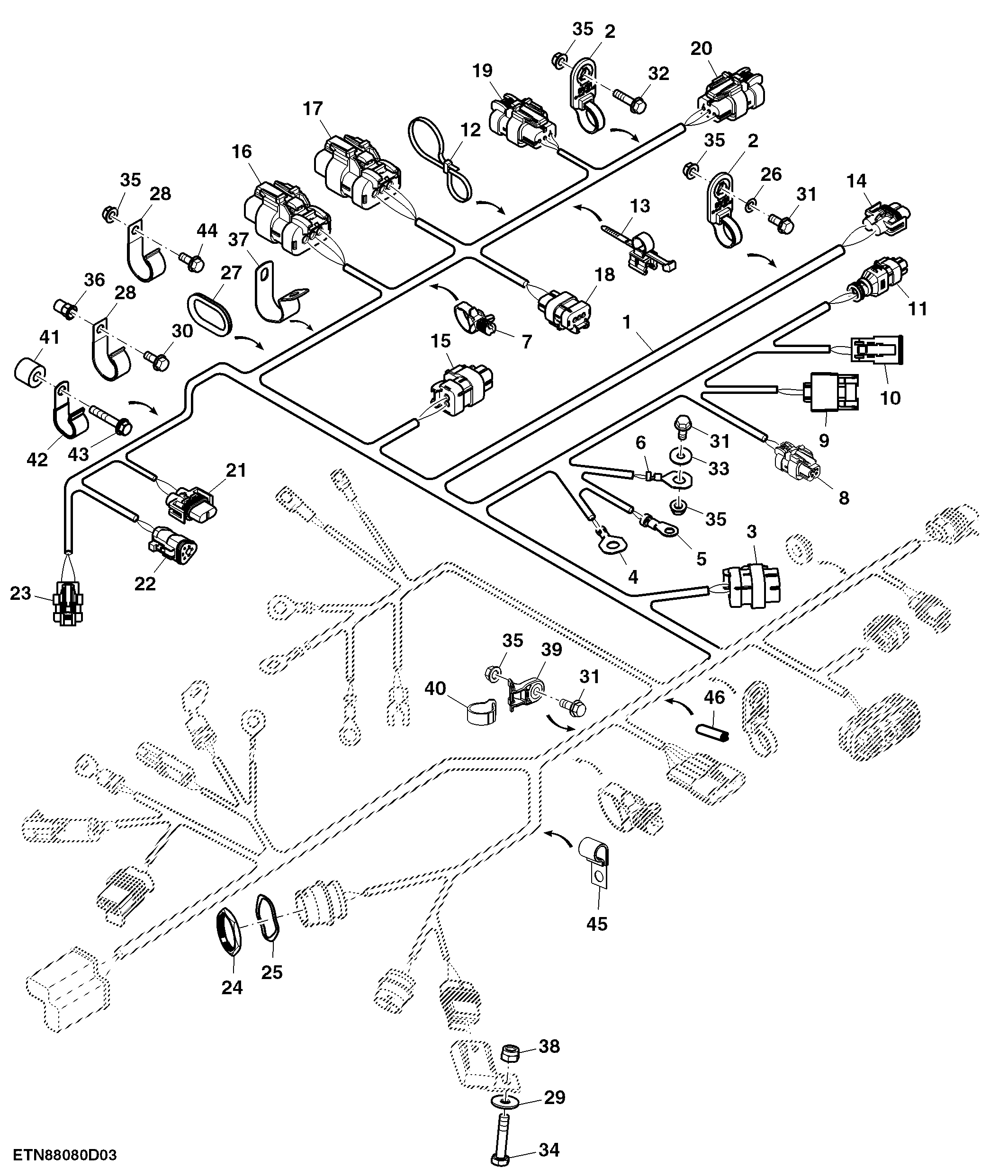 Engine Wiring Harness, Interim Tier 4 (3 of 3)