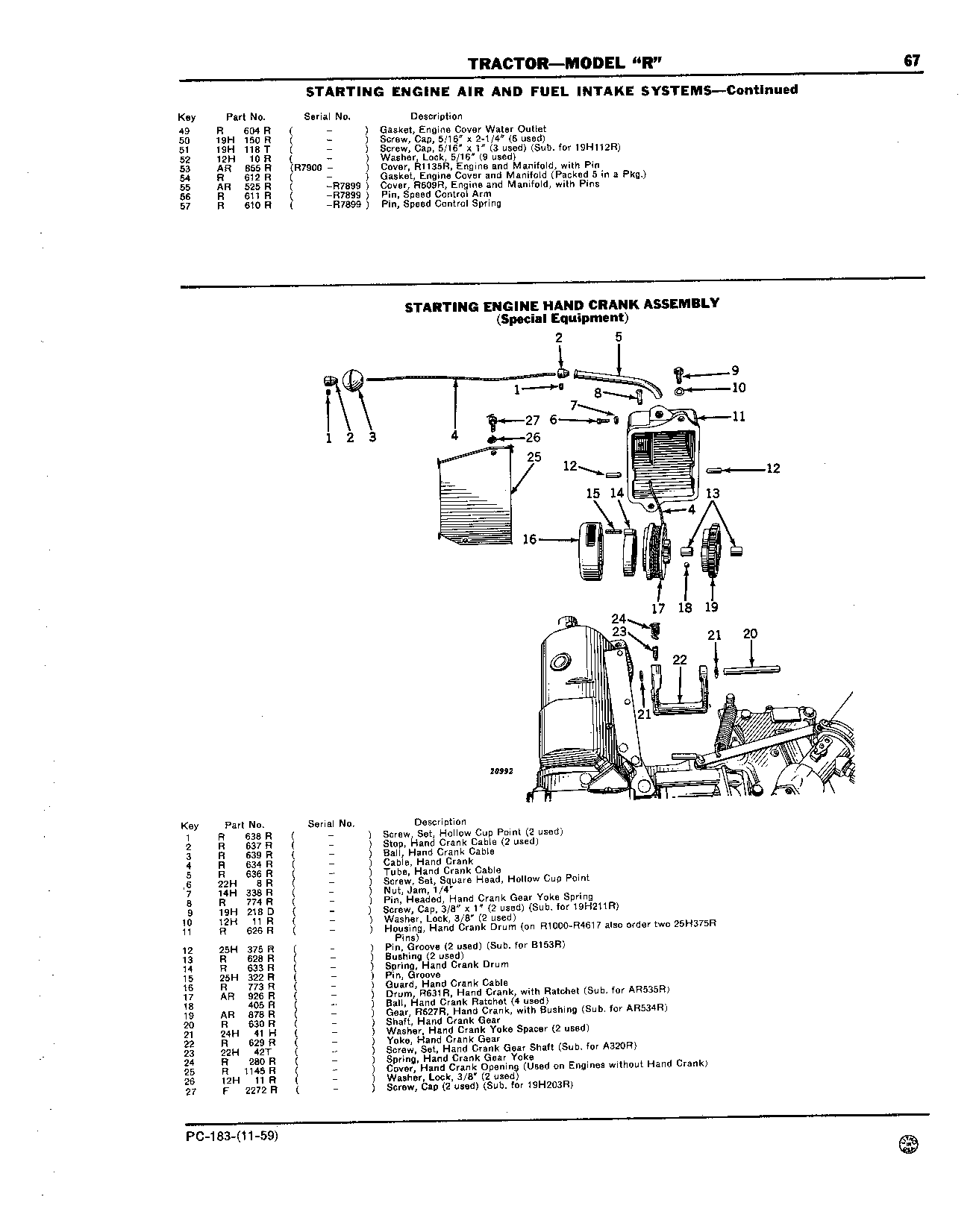 Starting Engine: Hand Crank Assembly