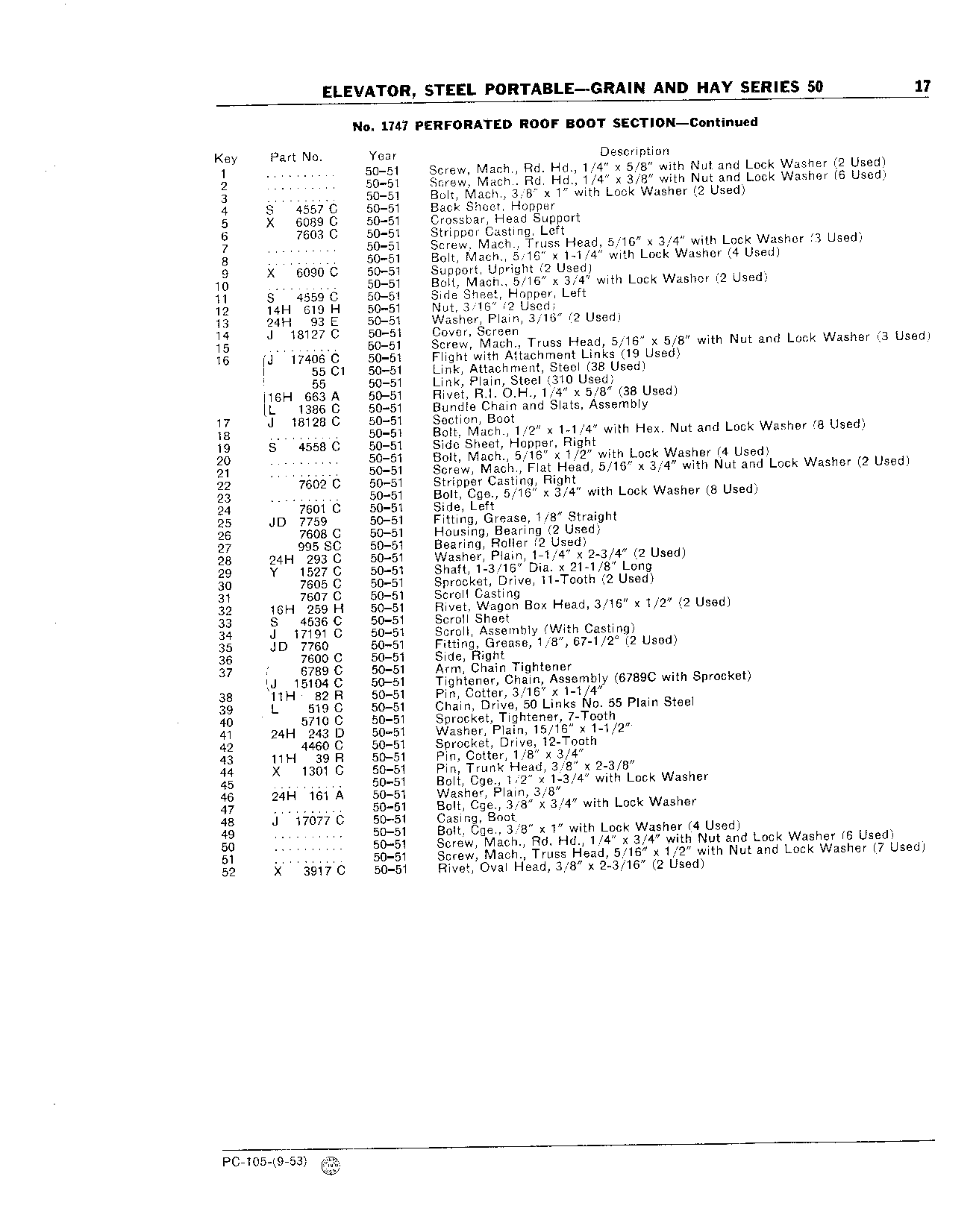 Section, Roof Boot, No. 1747 (Continued)