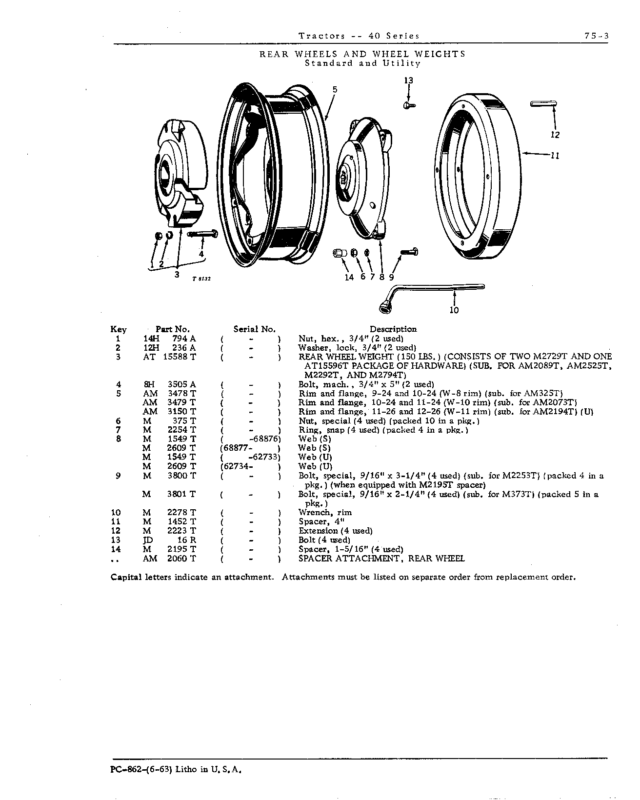 Rear wheel spacer attachment (S, U)