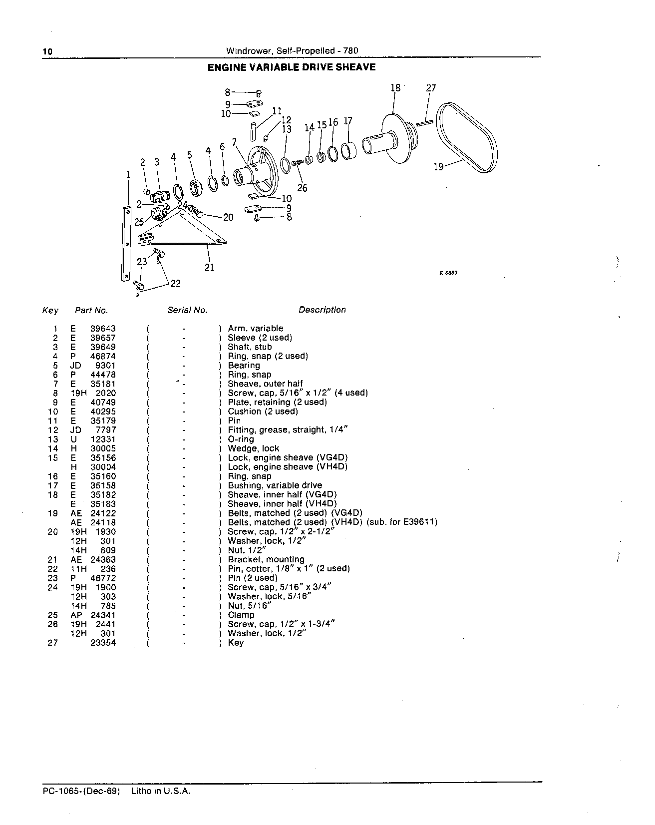 Drive sheave, variable, engine