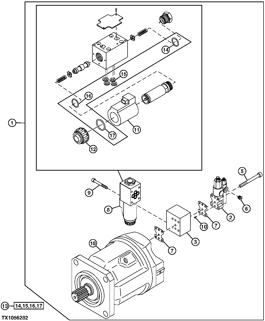 Main Hydraulic Pump, Drive Coupler, and Mounting Flange (009843 - )