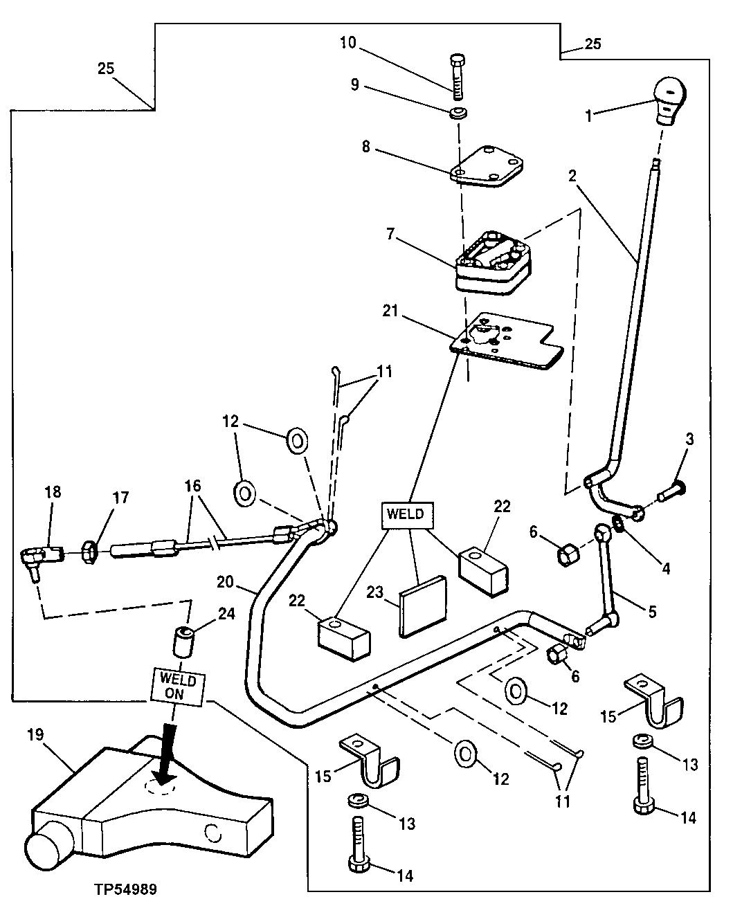 Boom Lock Lever (W/ Linkage and Rod Control) (825590 - )