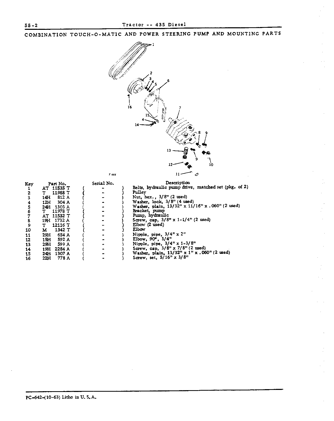 Belts, power steering pump drive