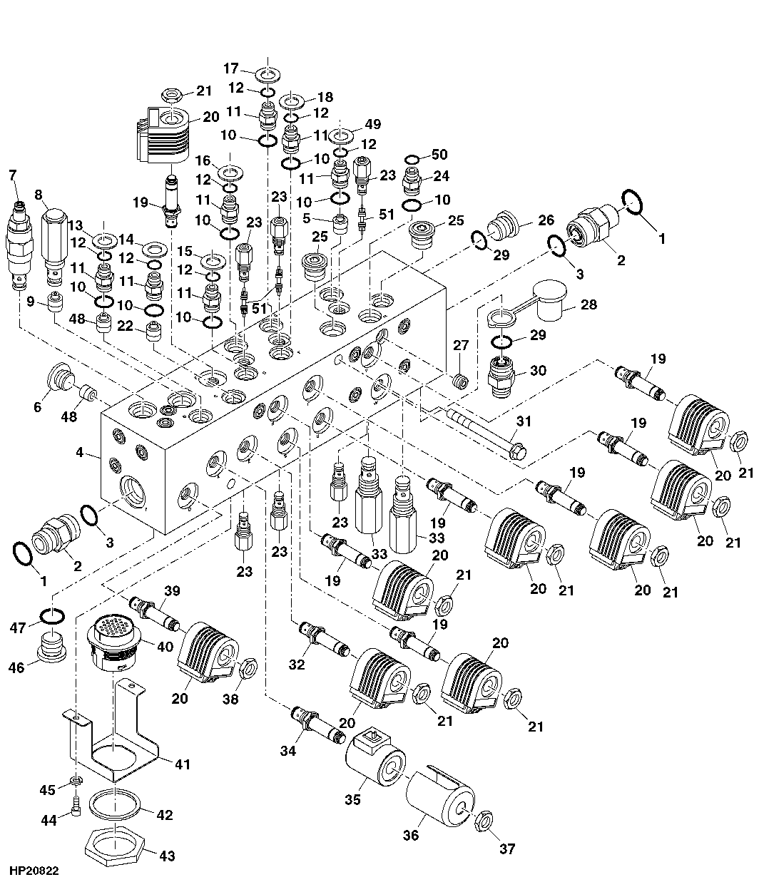 SIX-FUNCTION HYDRAULIC VALVE BLOCK (CONTOUR MASTER WITH LARGE CYLINDER)