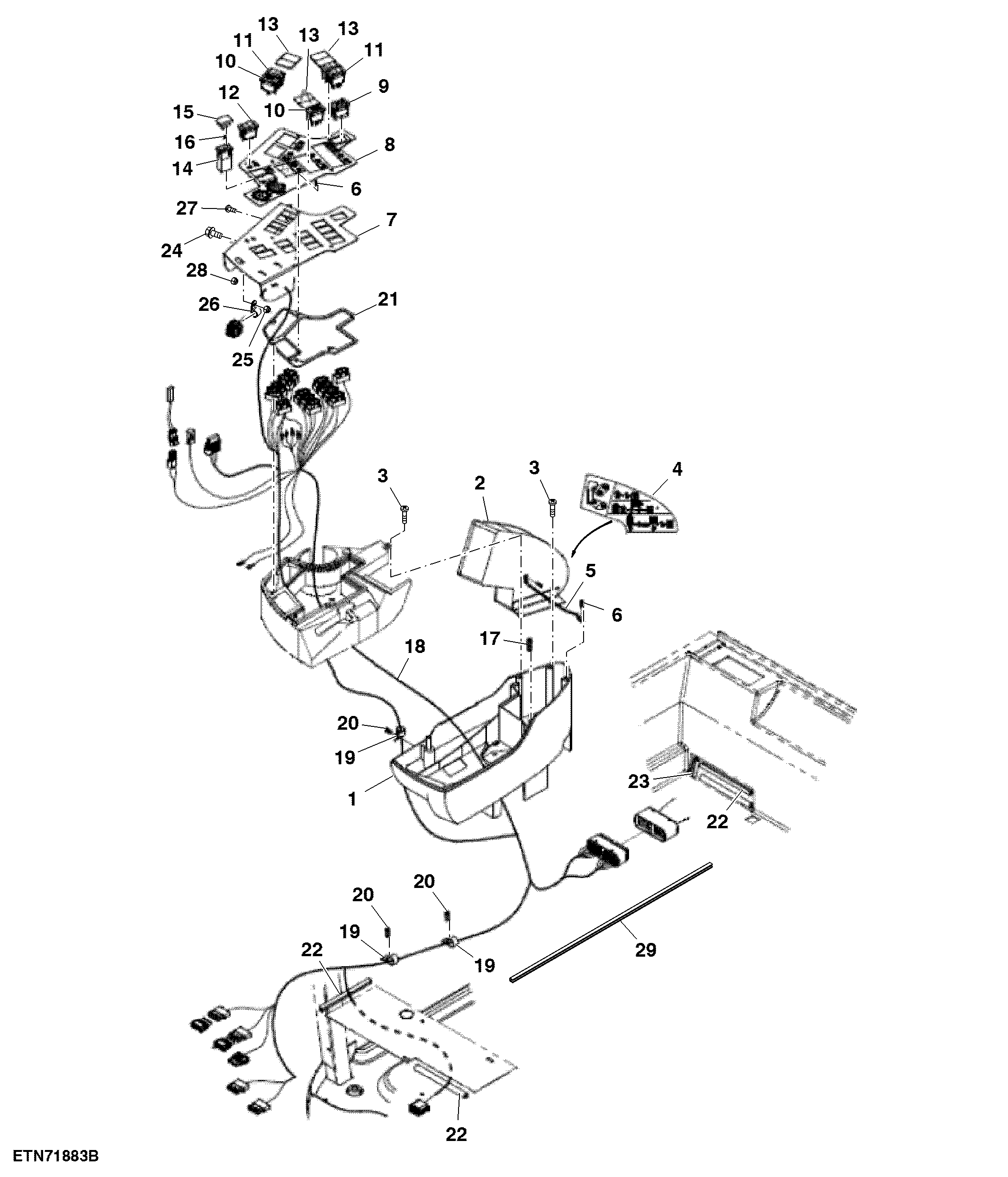 Operator Armrest Harness And Switches ( - 121024)