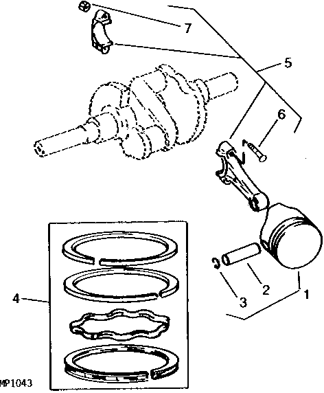 Connecting Rod and Piston (Onan MN B43G) (222001 - 420000)