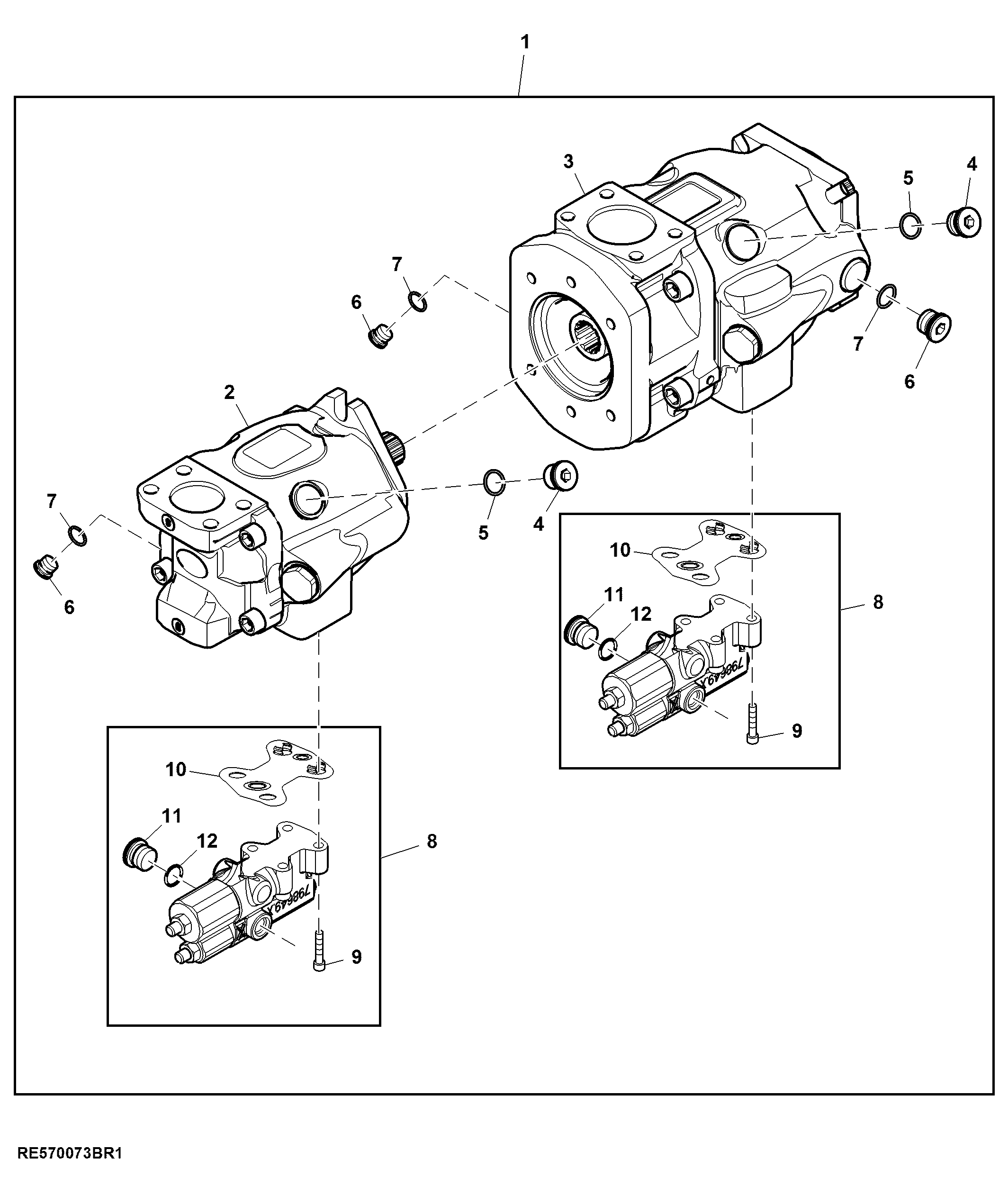 Hydraulic Tandem Piston Pump, 90 cc and 85 cc