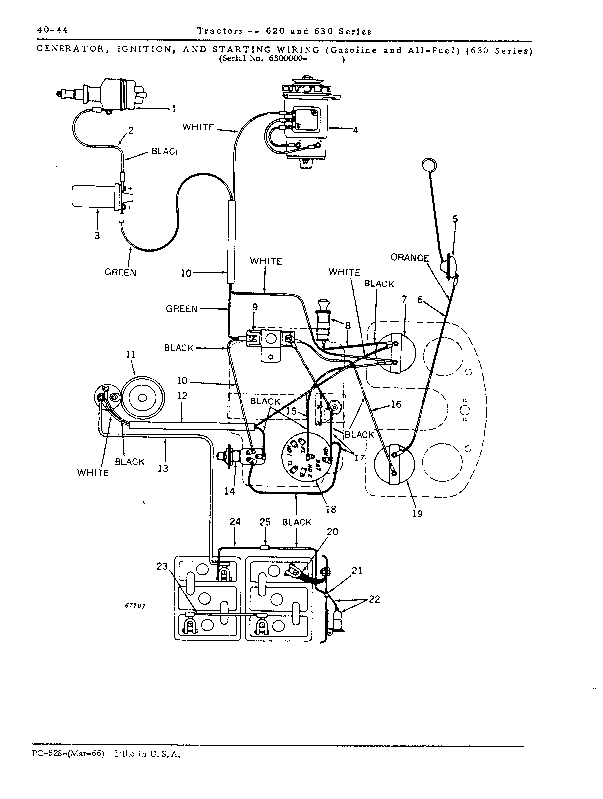 Generator, ignition, and starting wiring