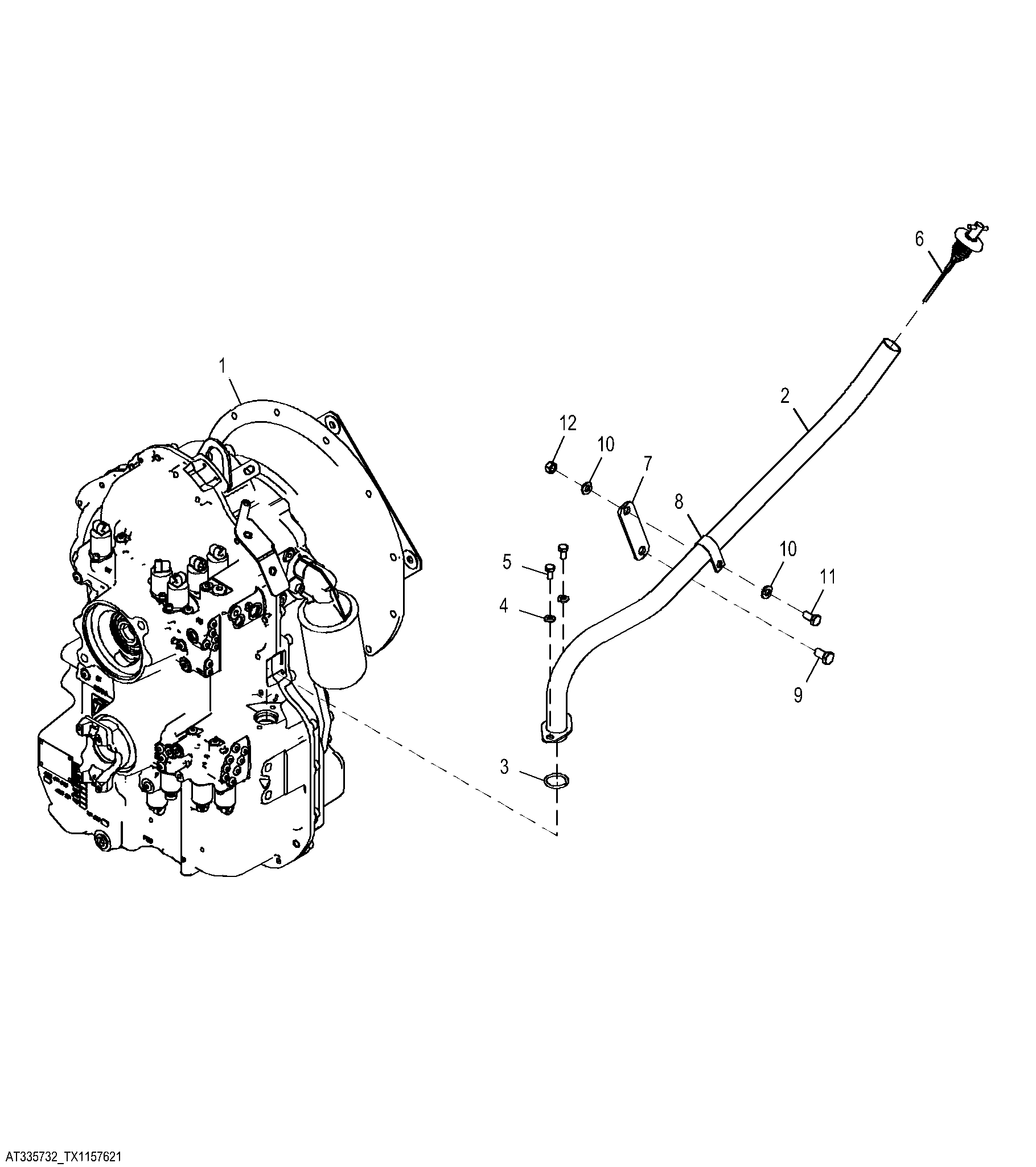 Transmission, Dipstick and Tube (Engine 4045TT095, 4045TT094-)