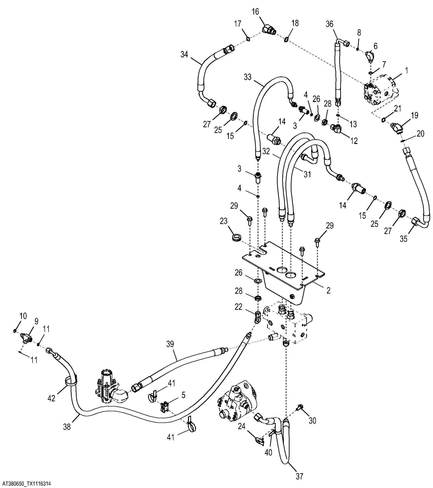 Hydraulic Fan Drive Motor and Plumbing, Reversing