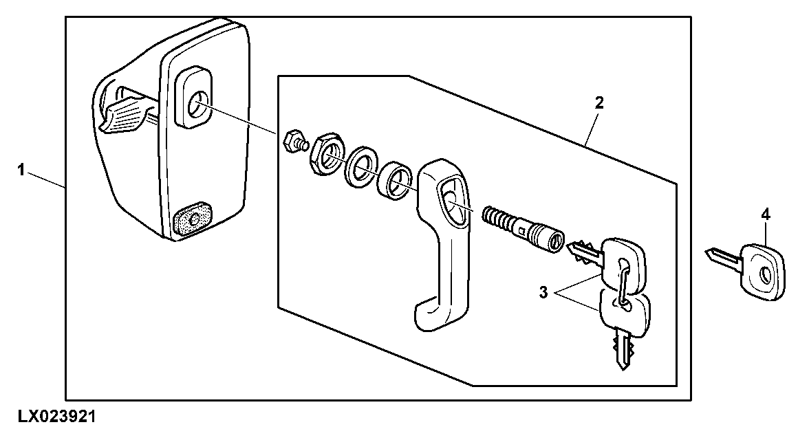 PARTS KIT - DOOR HANDLE WITH SECURITY LOCK FOR LEFT AND RIGHT DOORS