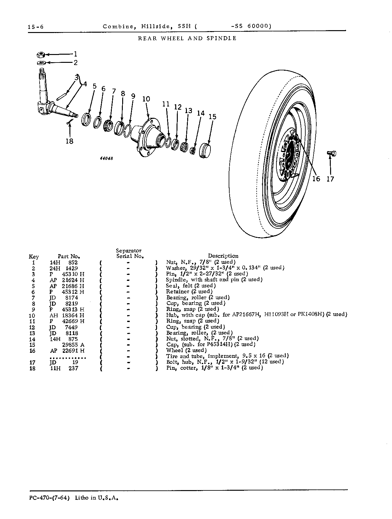 Axle and wheel, rear