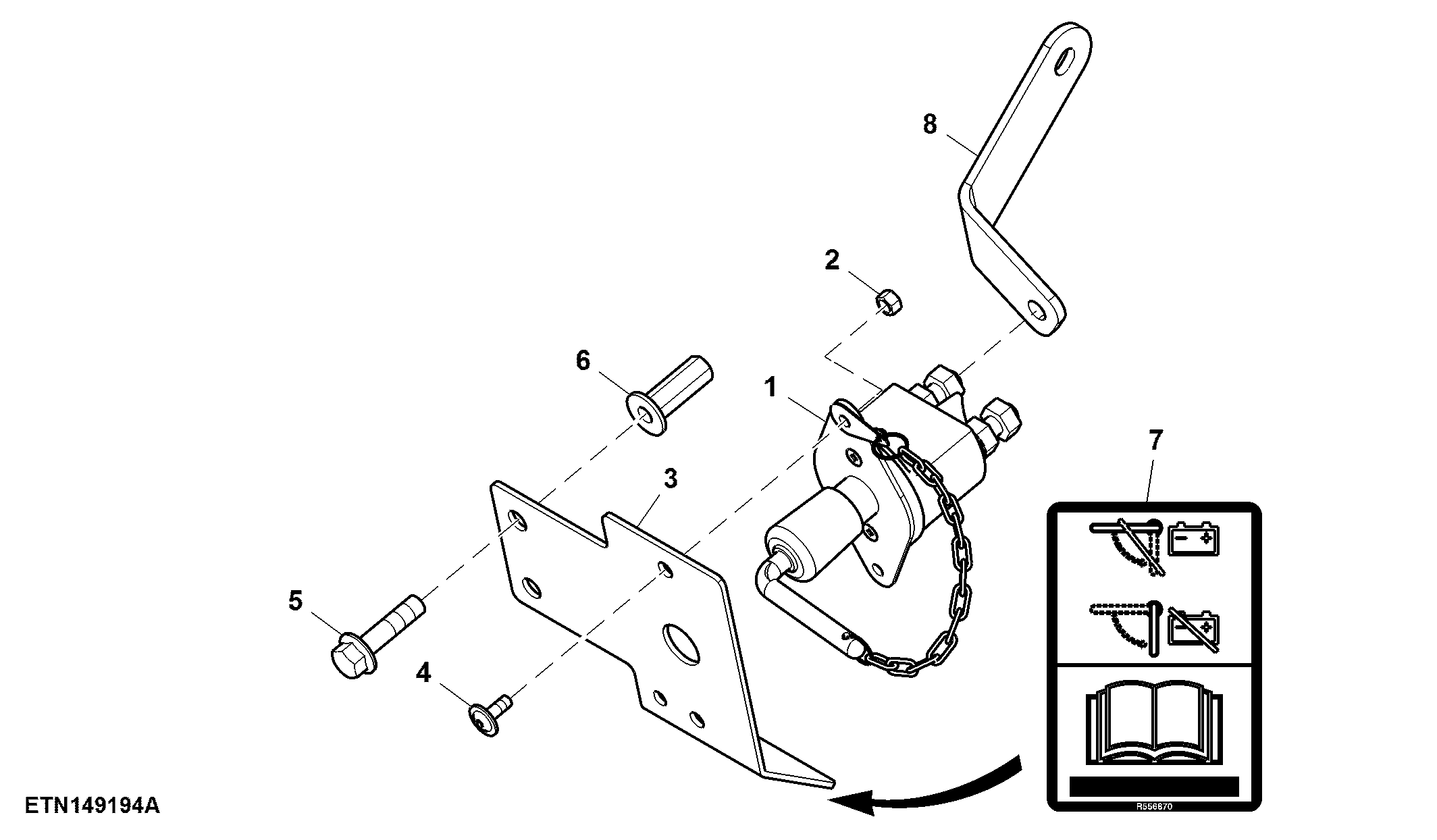 Switch, Battery Disconnect, Non FT4 Engine, (for EAEU- compliant tractors) (915035 - 917000)