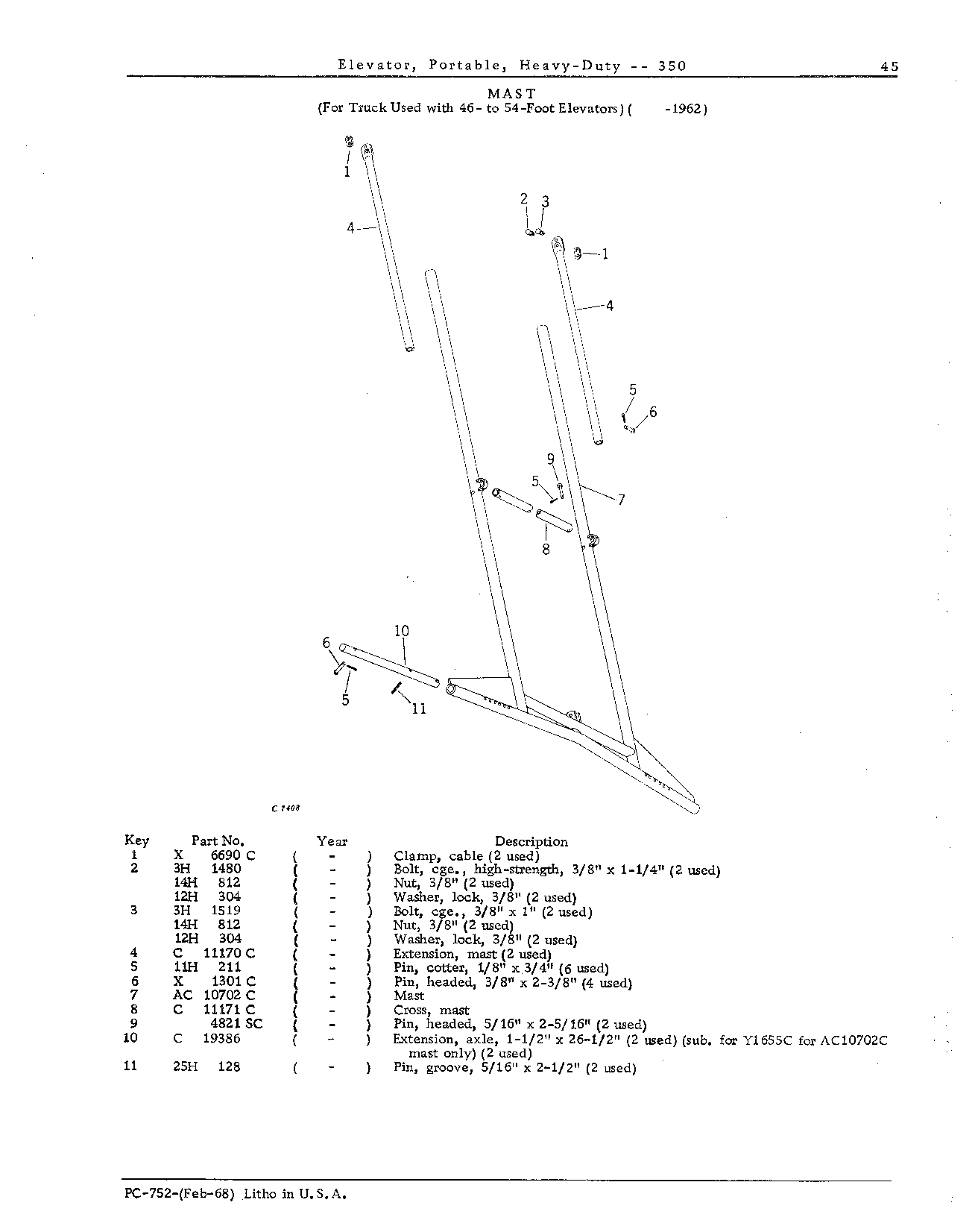 MASTS: For 46- to 54-foot Elevators ( -1963)