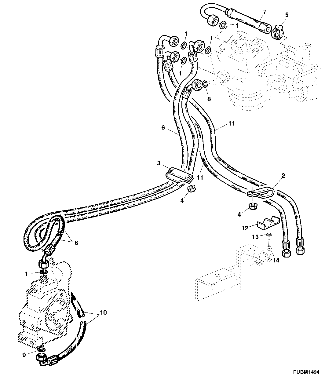 HYDROSTATIC STEERING, OIL LINES (OPEN OPERATOR'S)