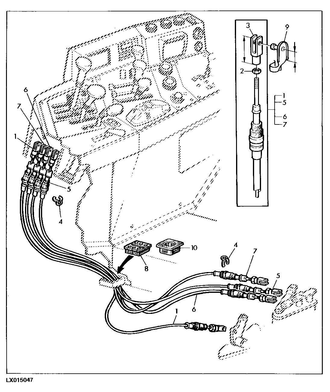 BOWDEN CABLES FOR RANGE SHIFT AND PARKING LOCK (POWRQUAD WITH REVERSER CONTROL AT SHIFT CONSOLE)