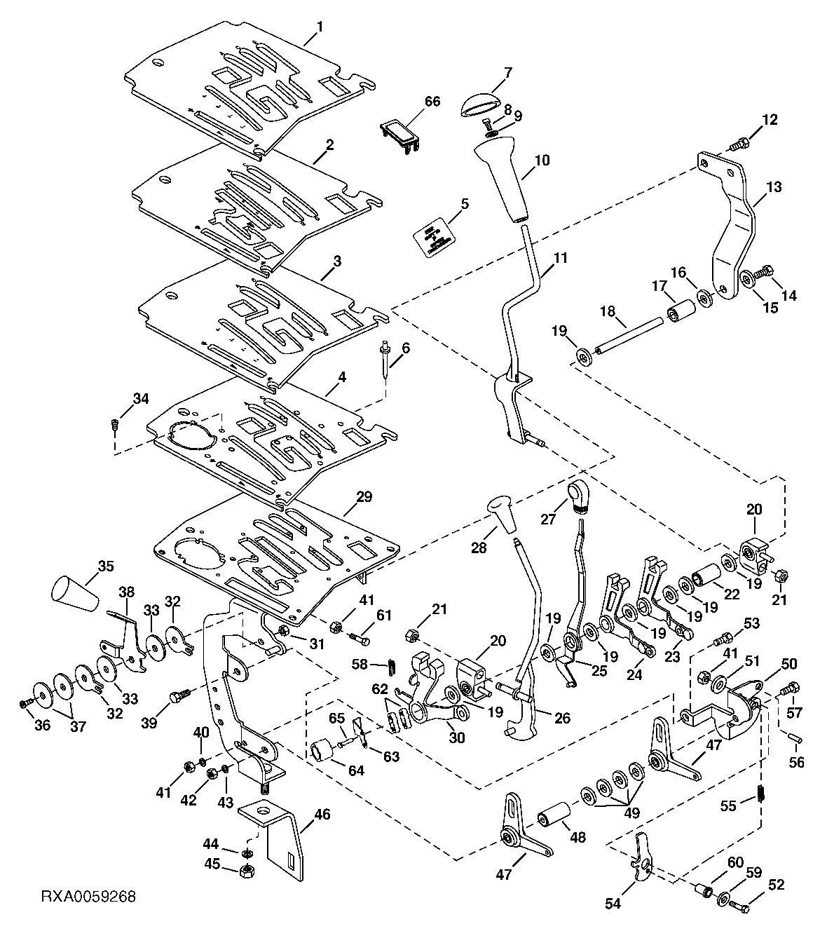 Shifter Unit, Three Lever Shift (010428 - )