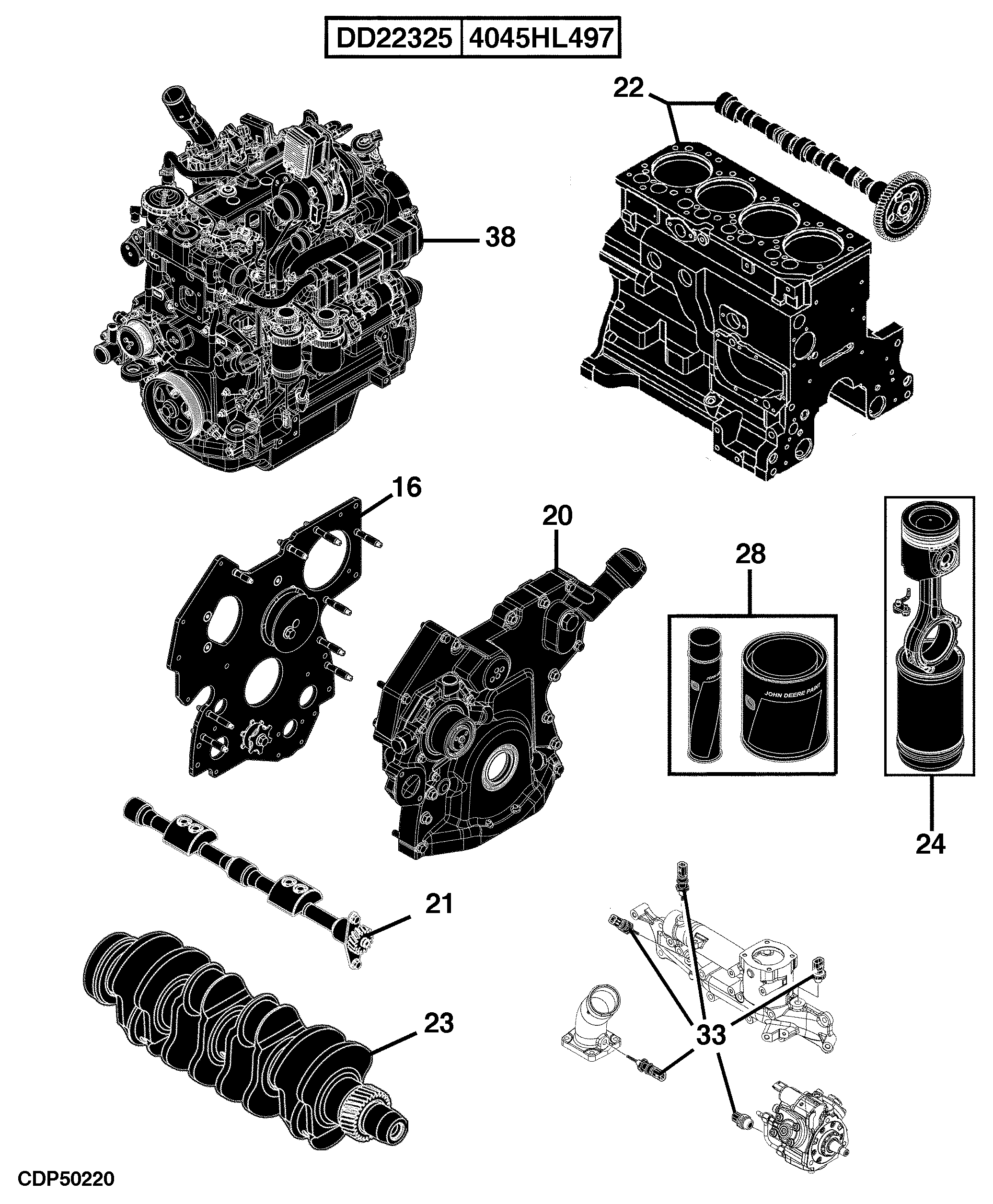 24 Engine 4045HL497-DD22325-DD22369-PE11448-DD22363-ETN97358-ETN108620-ETN108621-ETN110959-ETN110960-ETN108619-ETN110958-ETN97359-ETN97360