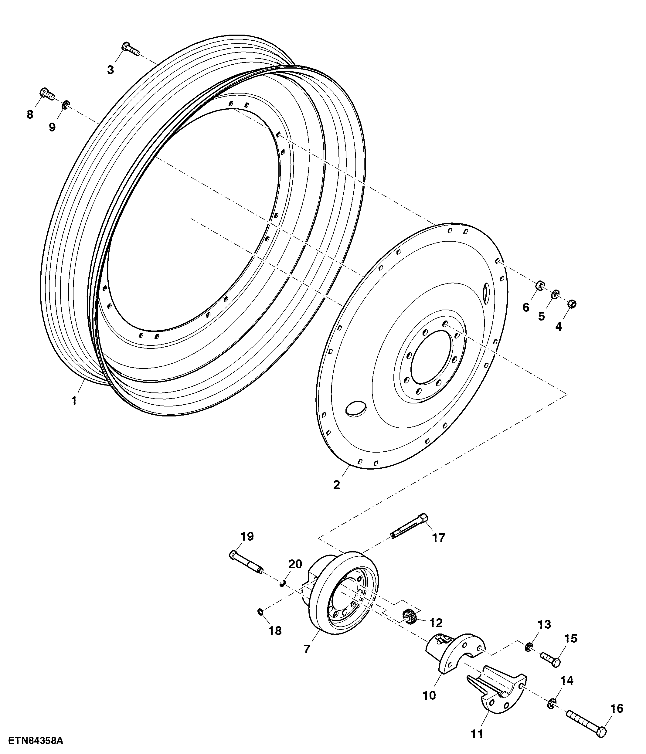 Rear Wheels, 16 Position Fixed, DW10X54, 275 Bolt Circle Diameter