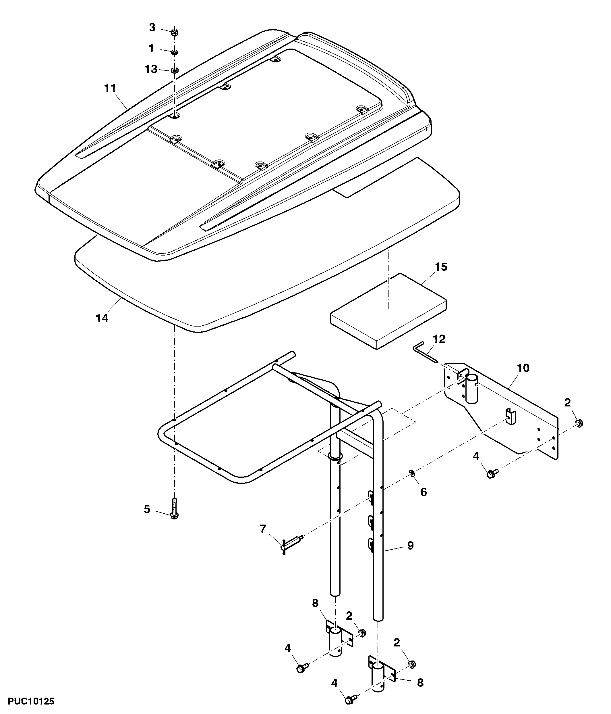 Cab Roof and Support, JD3029 Engine Version