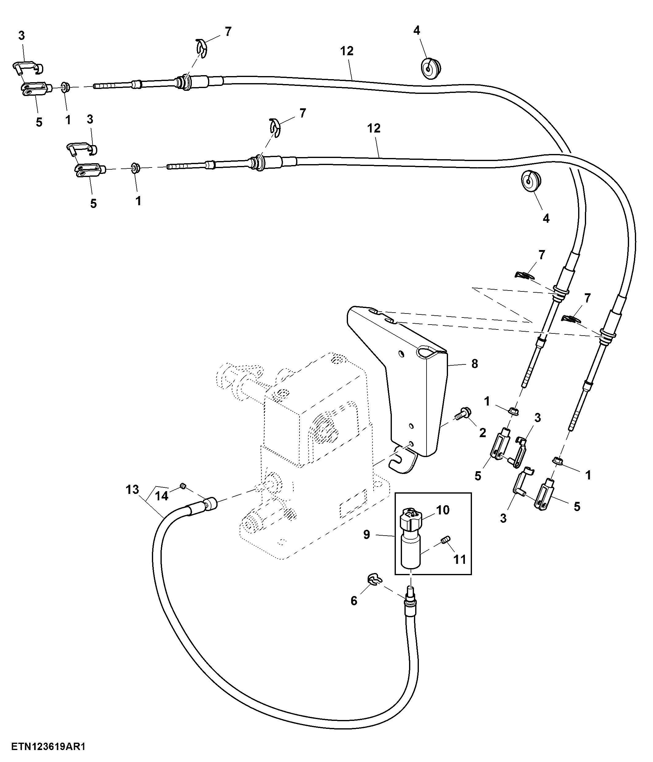 Rear Hitch Push Pull Cable, W/ Draft Sense, Cab