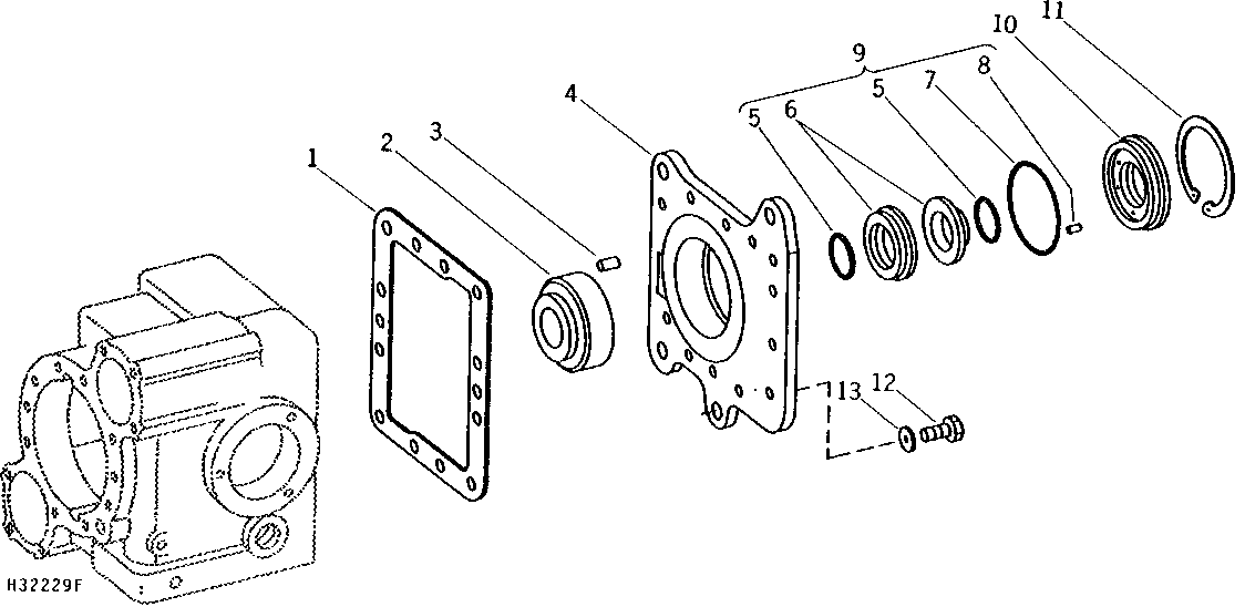 HYDROSTATIC DRIVE PUMP FRONT COVER, BEARING, AND SEAL ASSEMBLIES