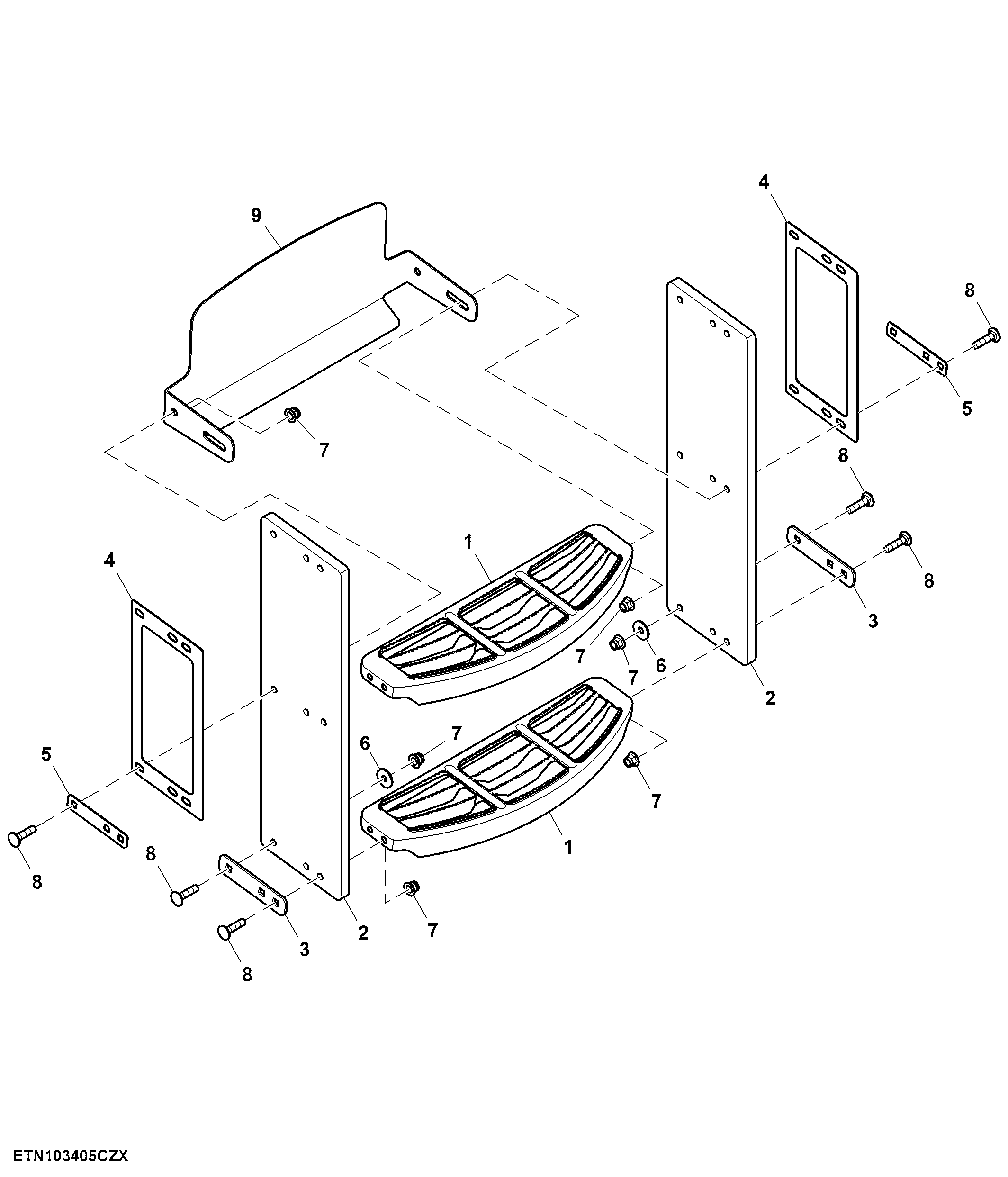 Double Hanger Step Ladder, Middle and Short, Fixed