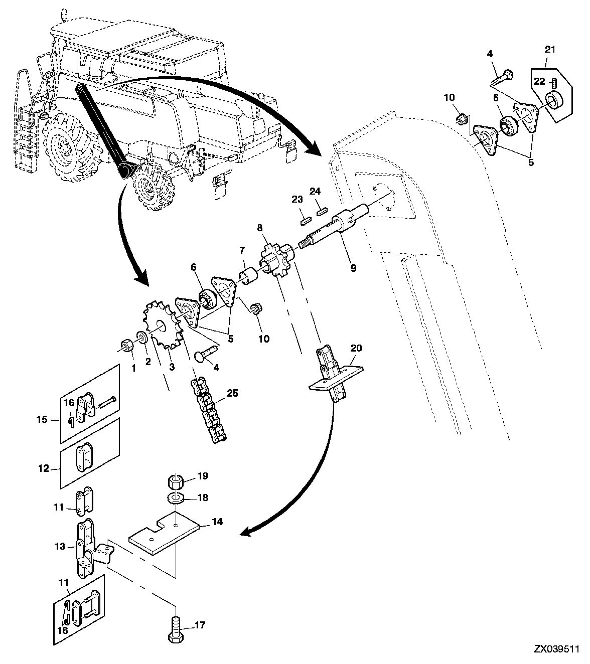 CHAIN, SPROCKETS AND BEARINGS FOR TAILINGS ELEVATOR