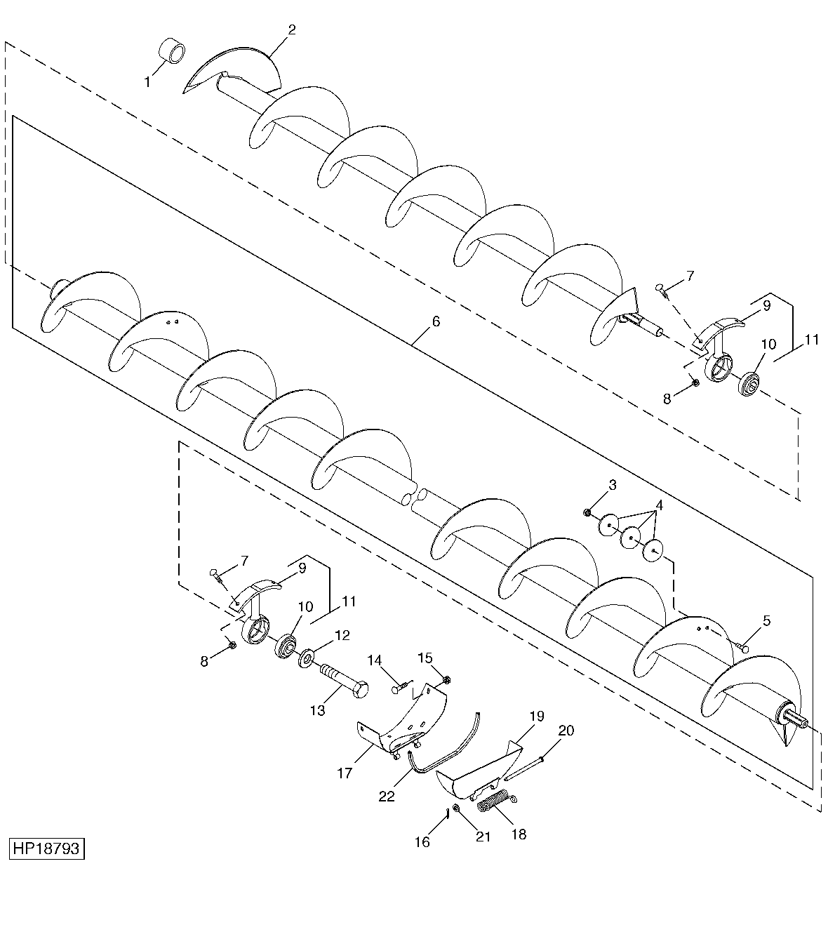 Horizontal Unloading Auger, Regular Unloading Rate, 6.5 m (21.5 ft)