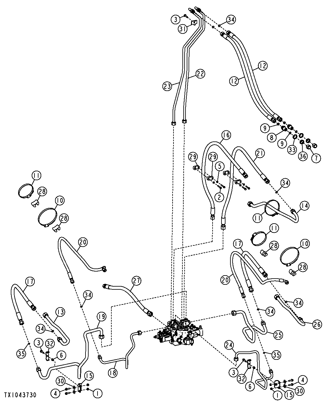 Boom and Bucket Cylinder Hydraulics (Z-Bar) (3-Spool Control Valve)