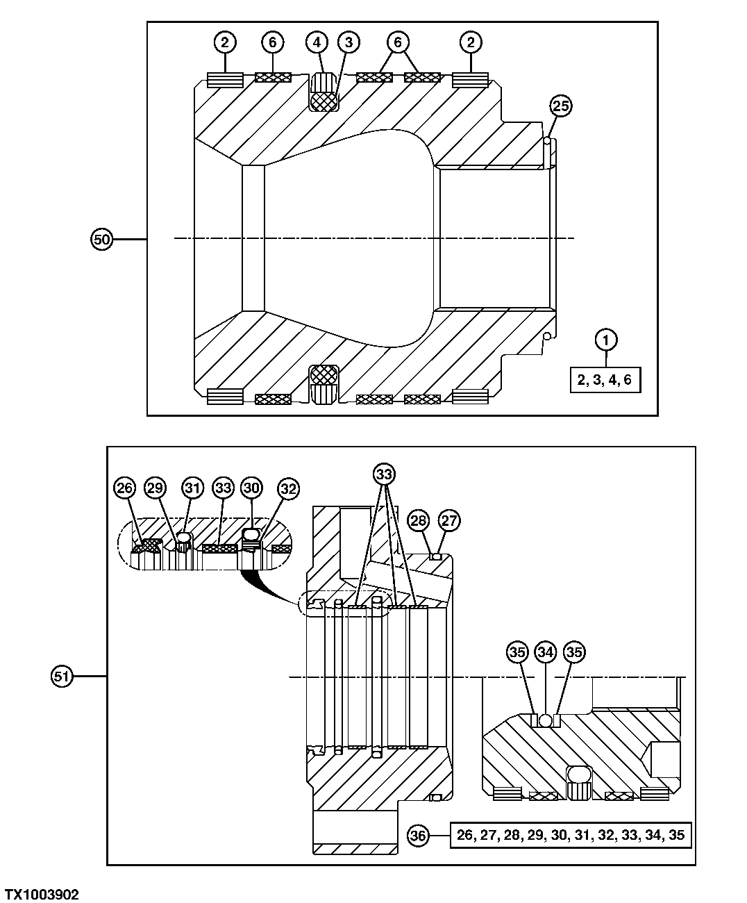 Three Shank Ripper, Hydraulic Cylinder Piston and Rod Guide