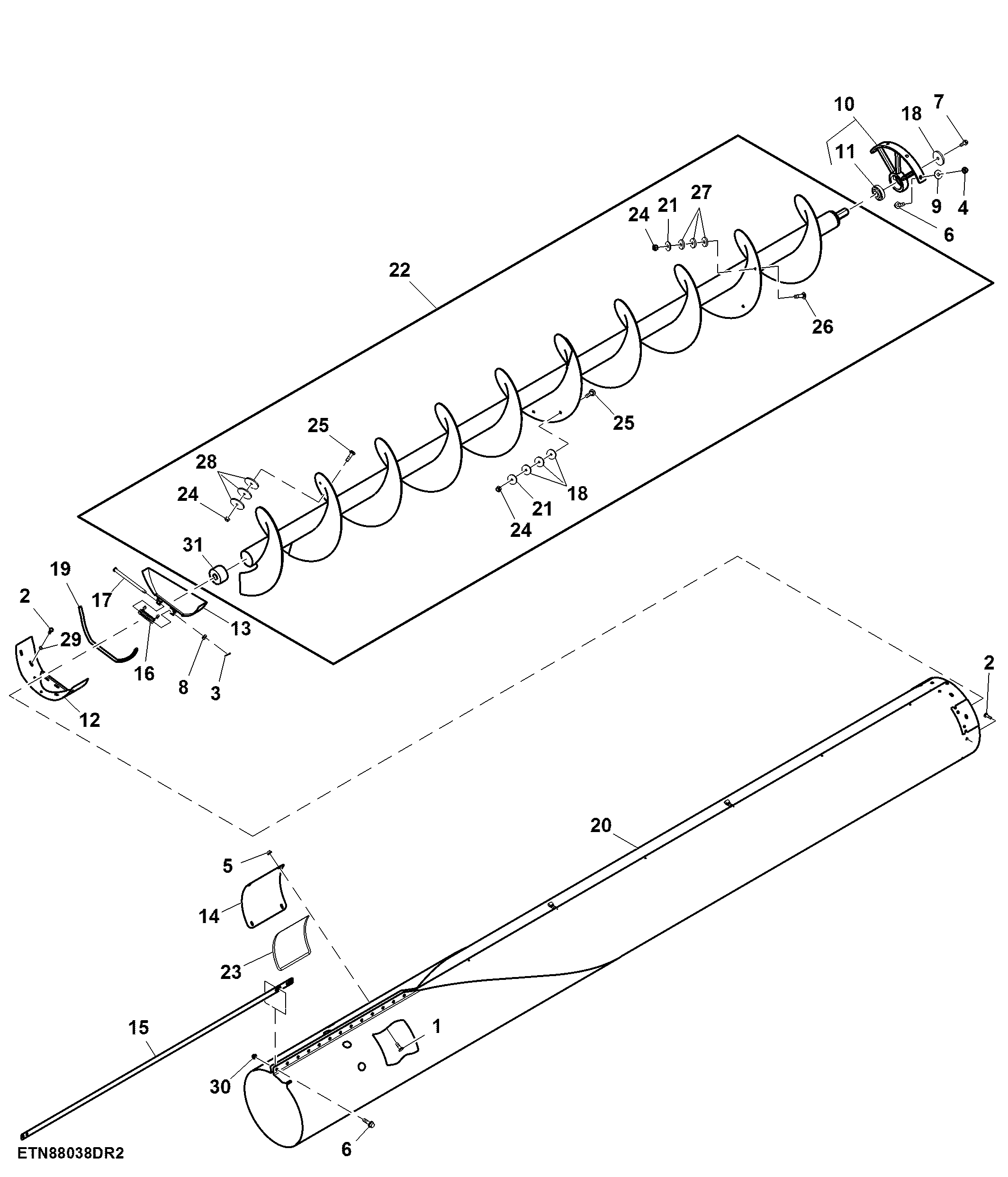 Auger Outer Unloading, 6.9 m (22.5 ft) ( - 775000)