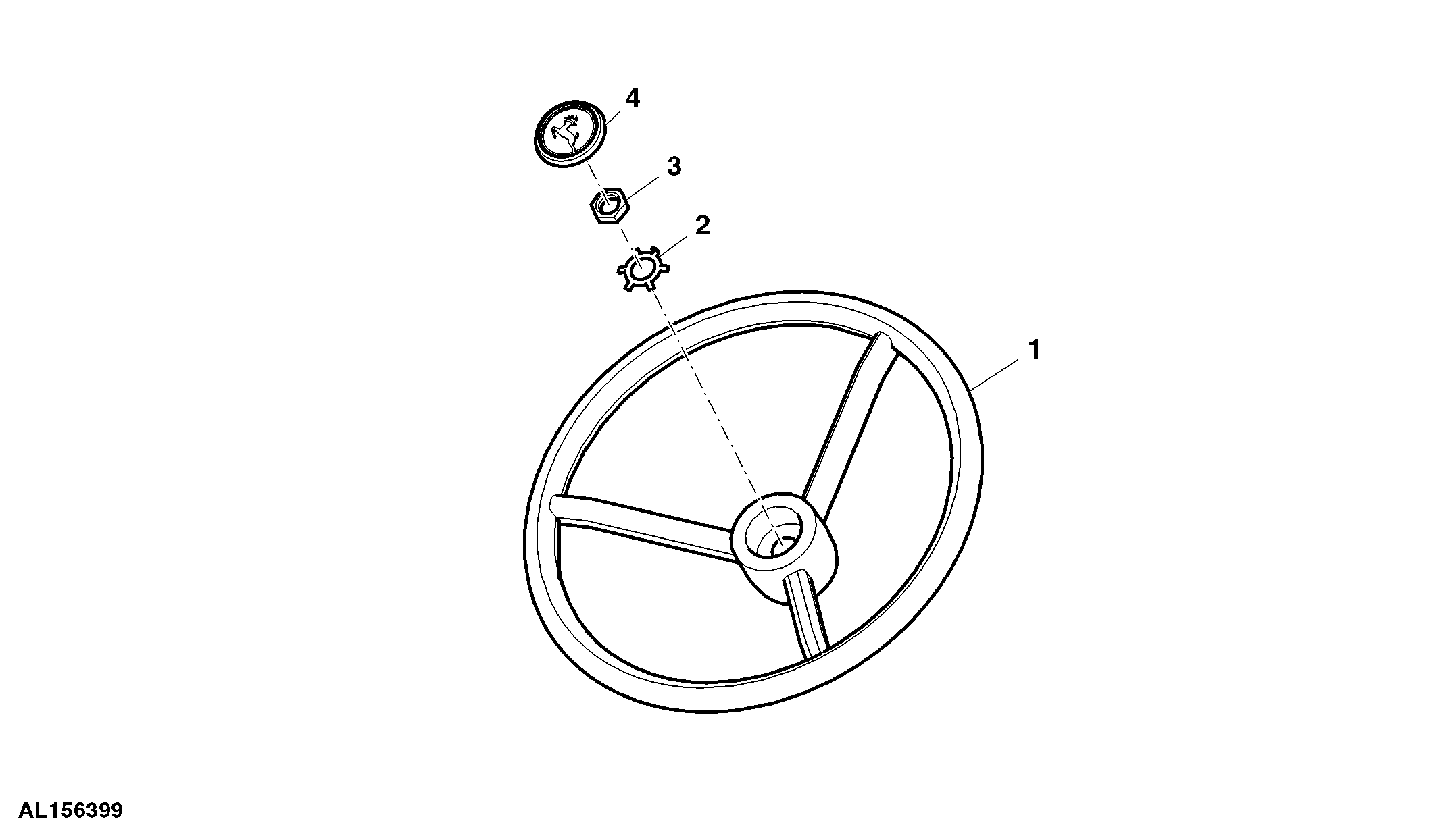 Steering Wheel, Attaching Parts ( - 009999)