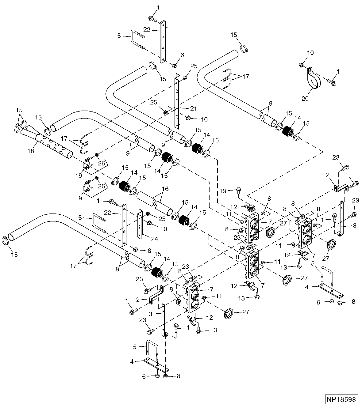 COUPLINGS, TUBES, HOSES, SPLITTERS AND MOUNTING BRACKETS, 16-ROW (TBH)