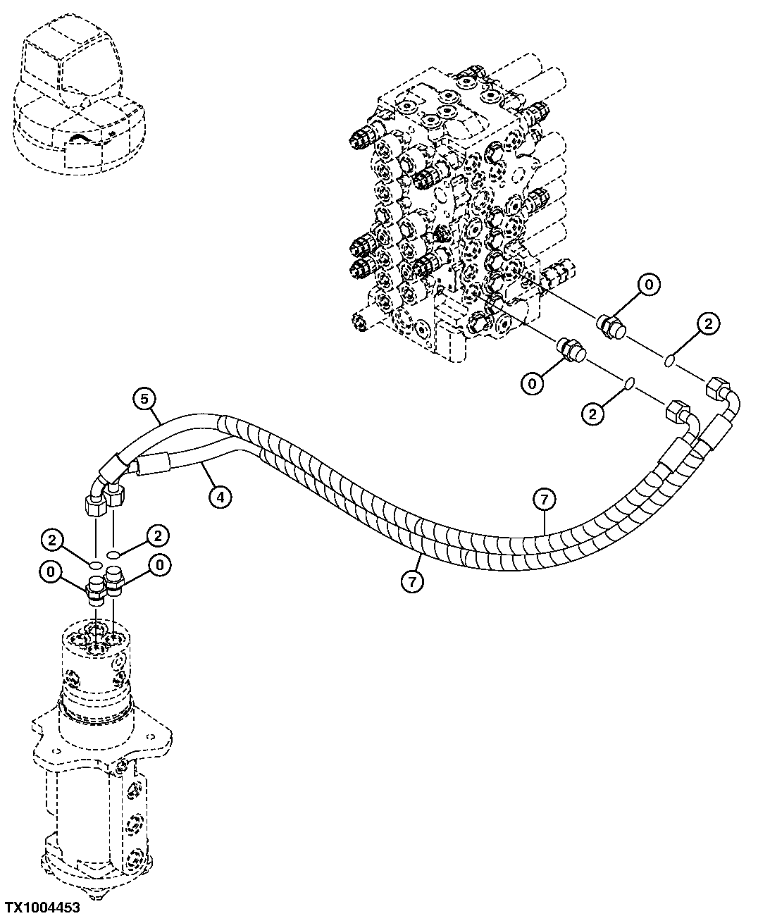MAIN LINES (CONTROL VALVE TO CENTER JOINT--RIGHT TRAVEL)