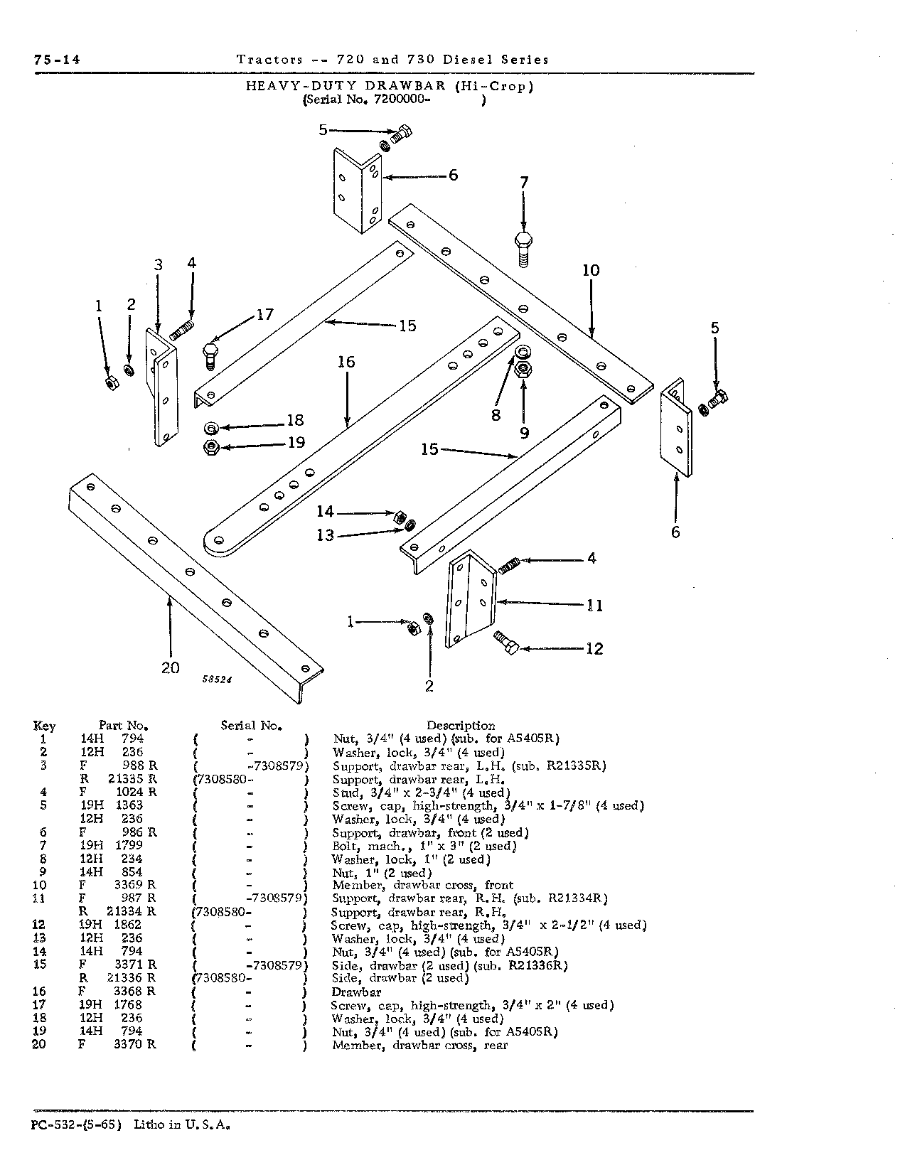 Heavy-duty drawbar (standard)