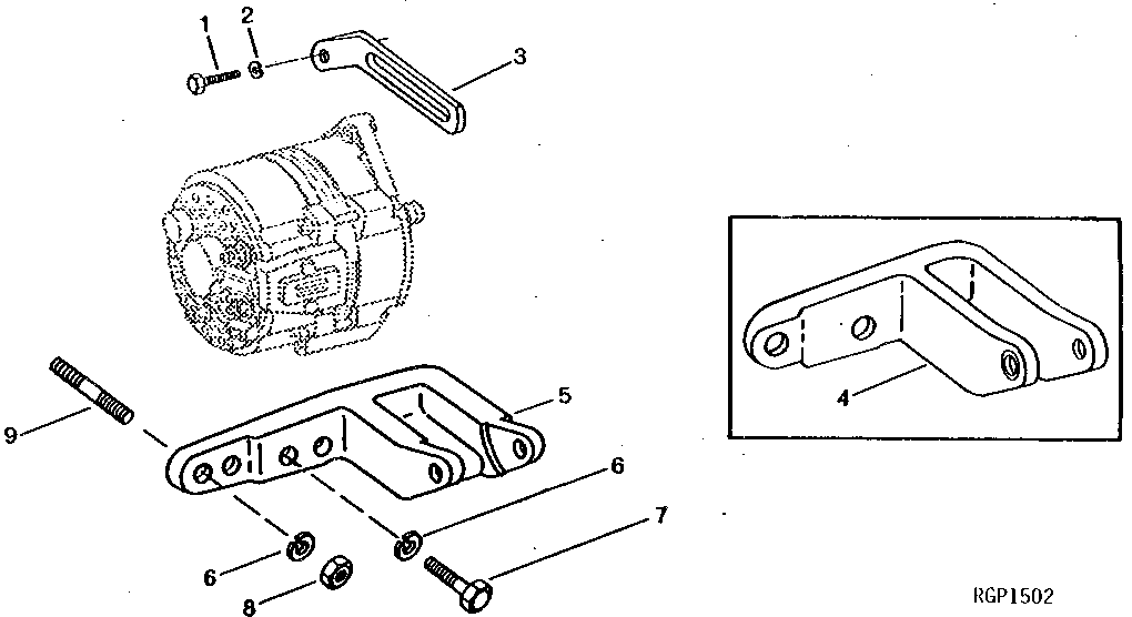 ALTERNATOR MOUNTING BRACKET AND ADJUSTING STRAP
