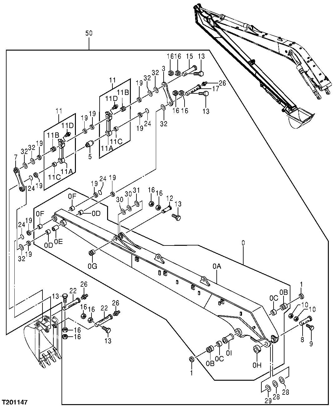 SUPER LONG FRONT ARM AND BUCKET LINKAGE (01NOV04- )