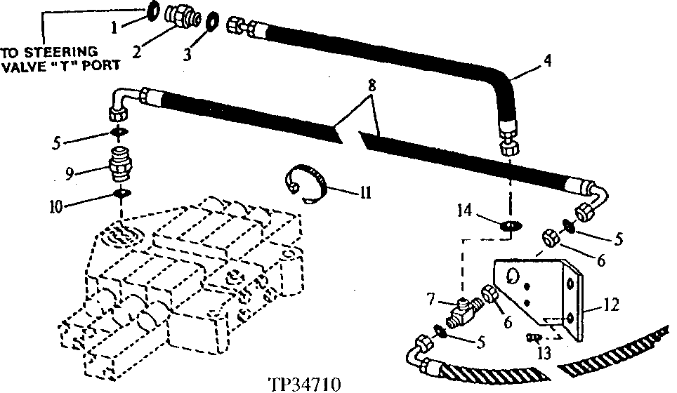LOADER CONTROL VALVE AND STEERING VALVE RETURN HOSES