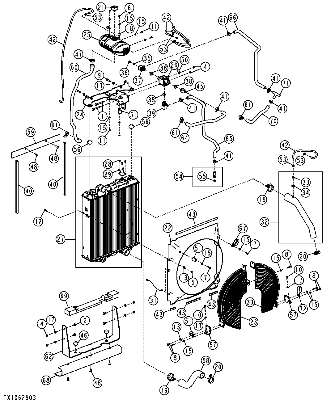 Radiator, Hoses, Fan Shroud, and Guard (Engine 4045TT095-)